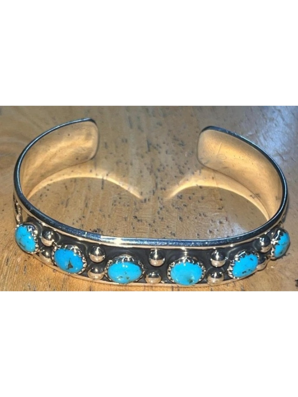 Native American Navajo sleeping beauty turquoise bracele/cuff sterling silver